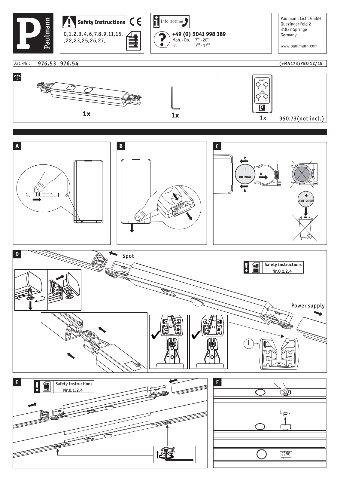 Paulmann 97653, 97654 Safety instructions - ManualMachine.com