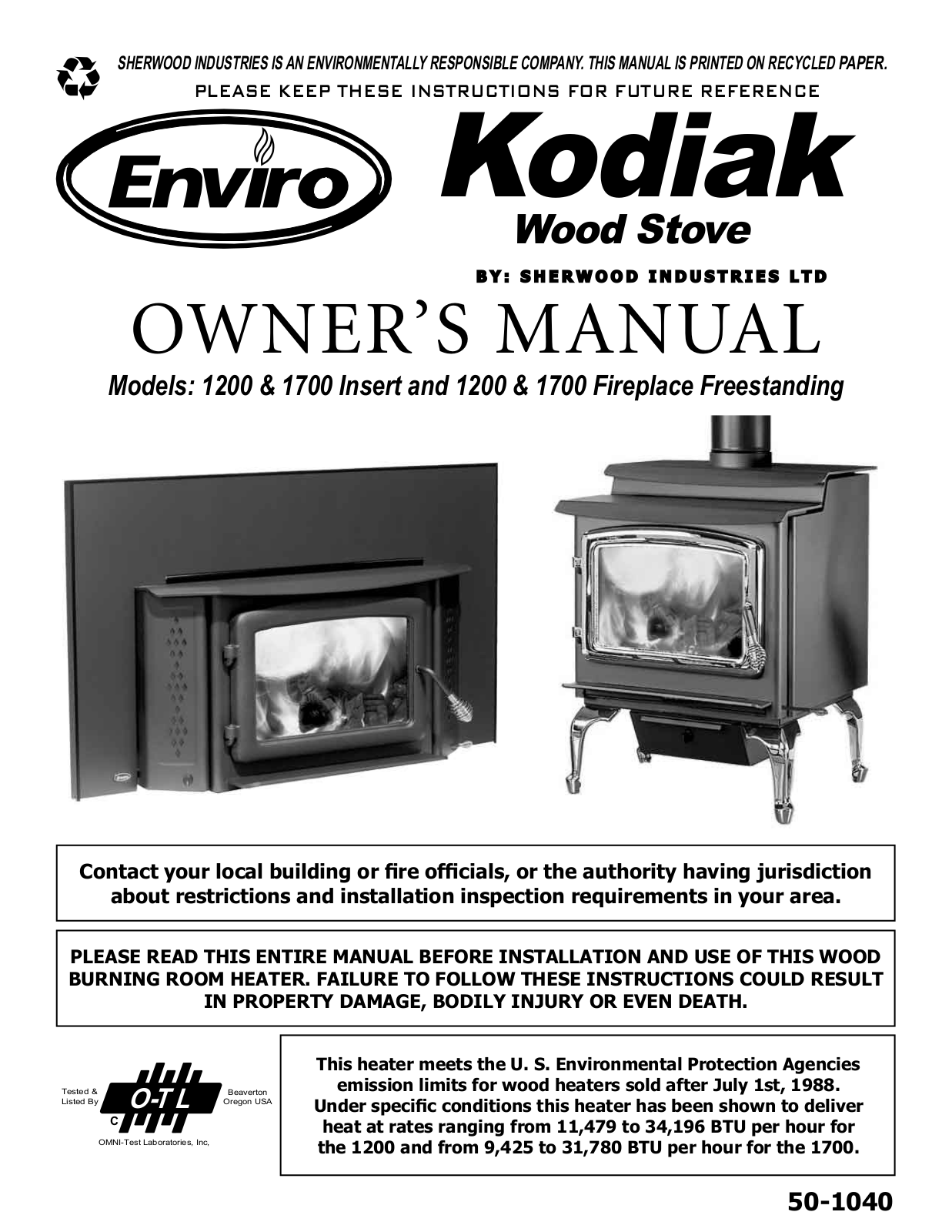 Enviro KODIAK 1700, KODIAK 1200 User Manual