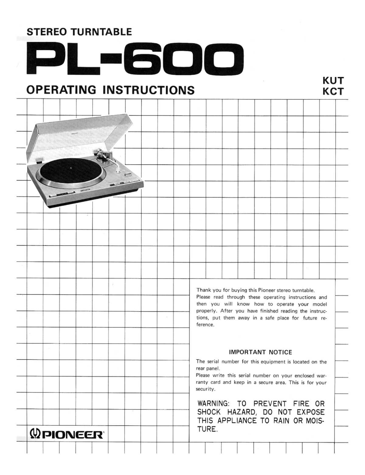 Pioneer PL-600 Owners manual