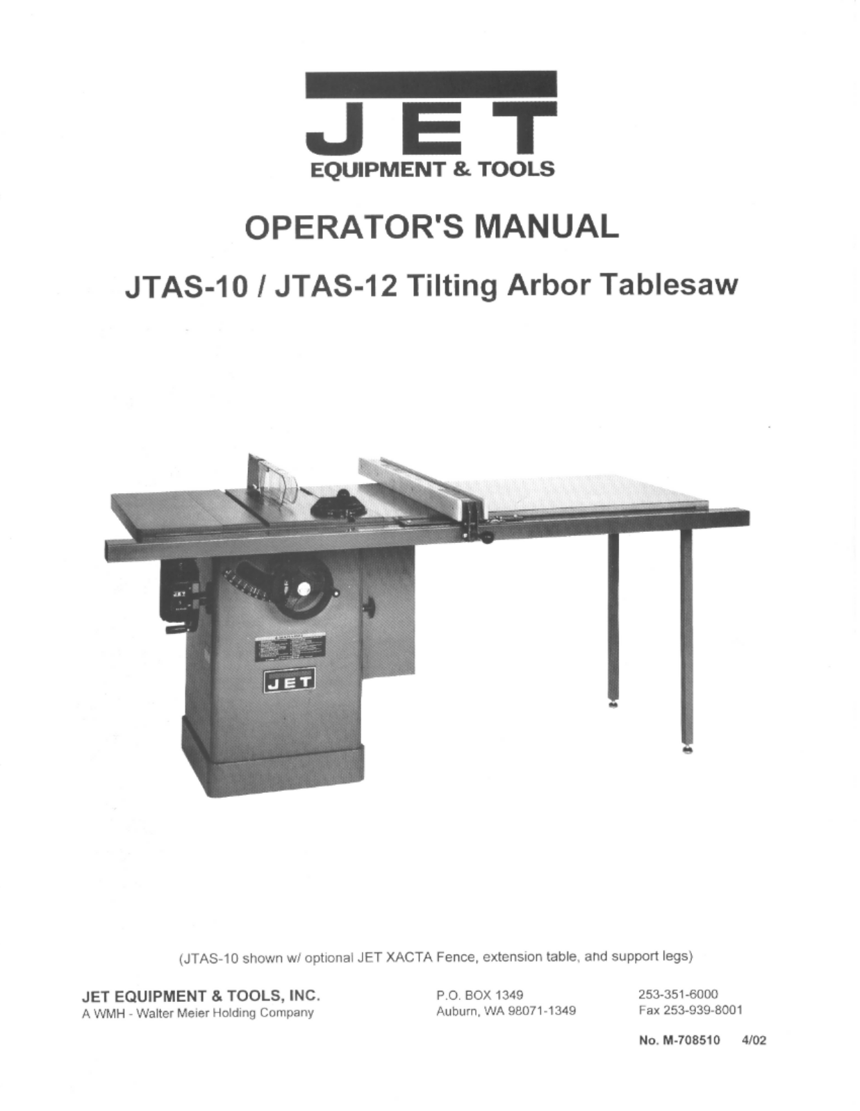 Jet JTAS-12 User Manual