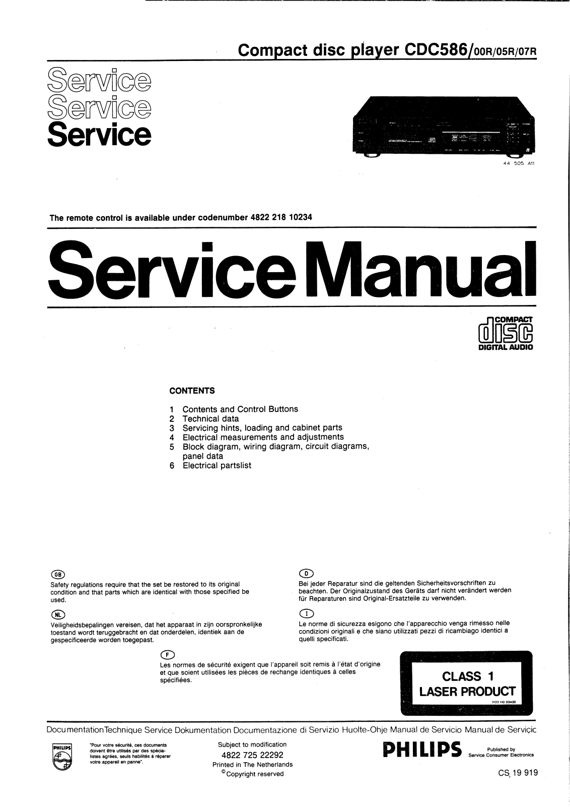 Philips CDC-586 Service manual