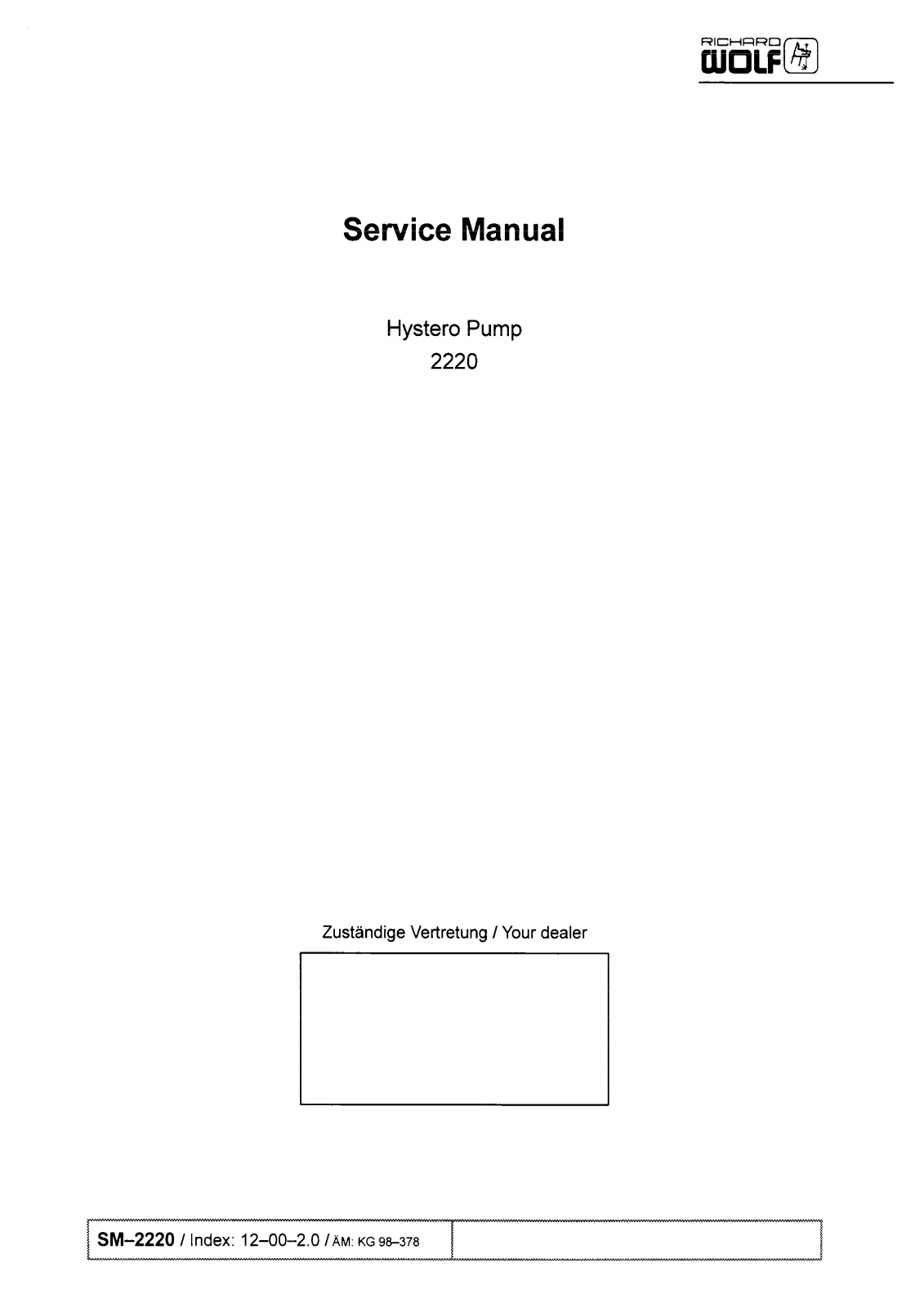 Wolf Hystero Pump 2220 Service manual