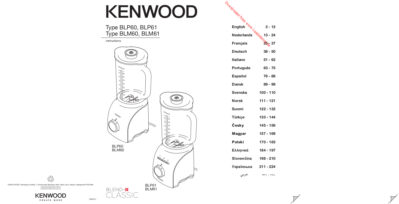 KENWOOD BLP610WH User Manual