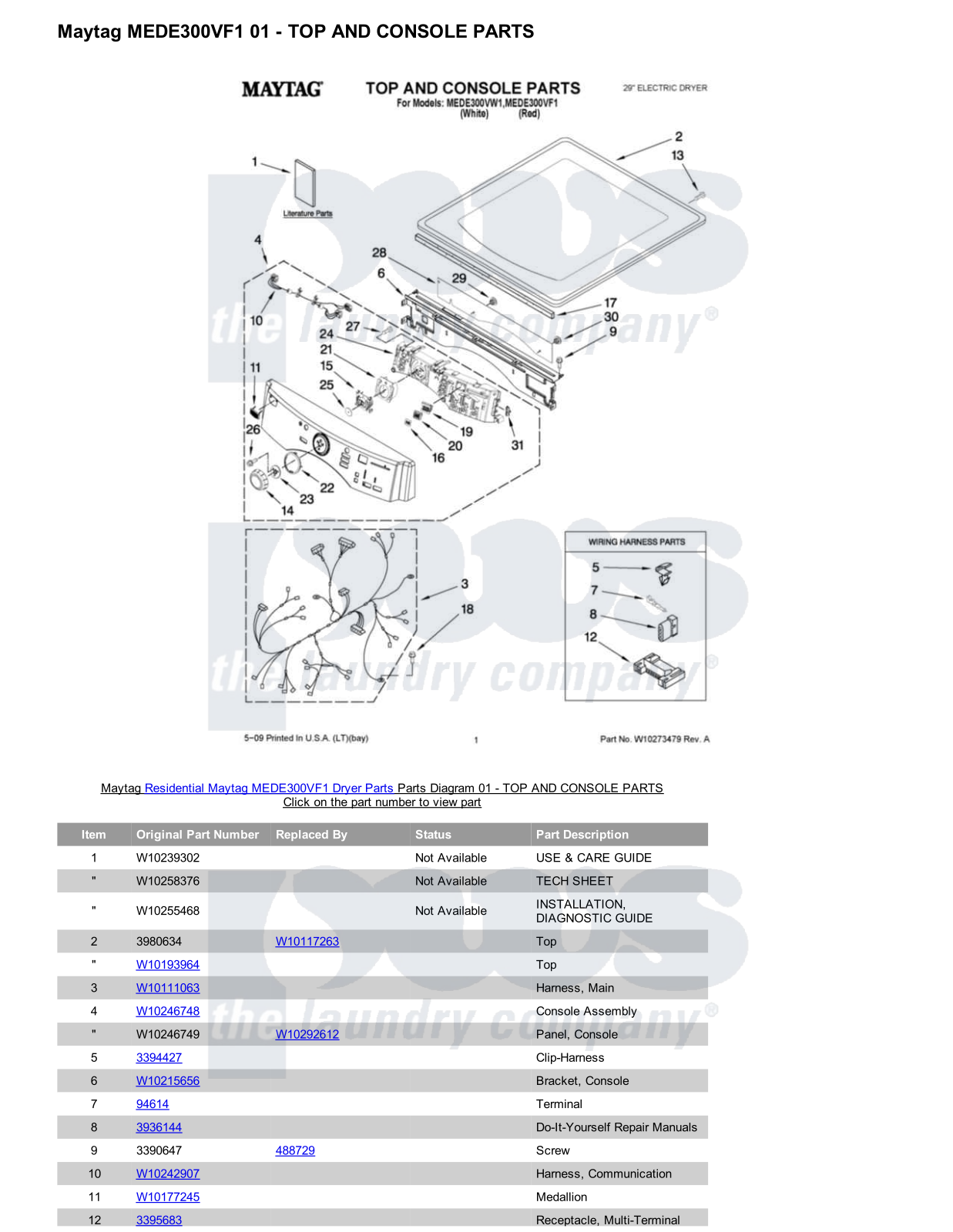 Maytag MEDE300VF1 Parts Diagram