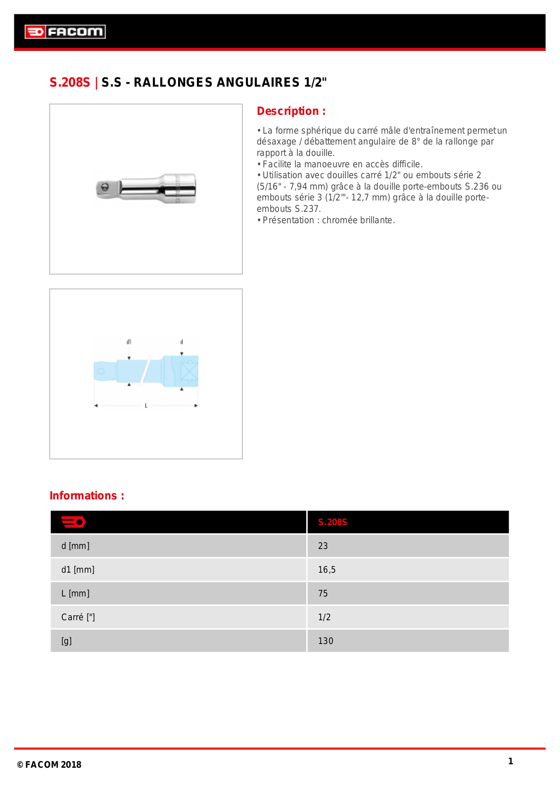 Facom S.208S Specification - ManualMachine.com