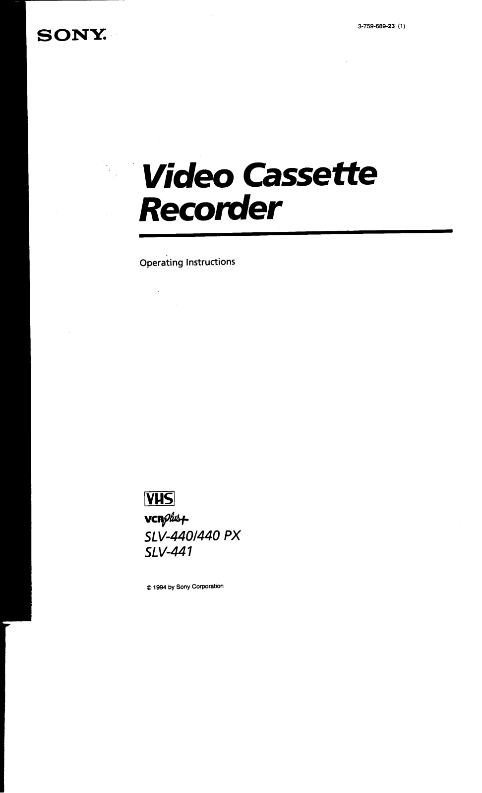 Sony SLV-441 Users guide - ManualMachine.com