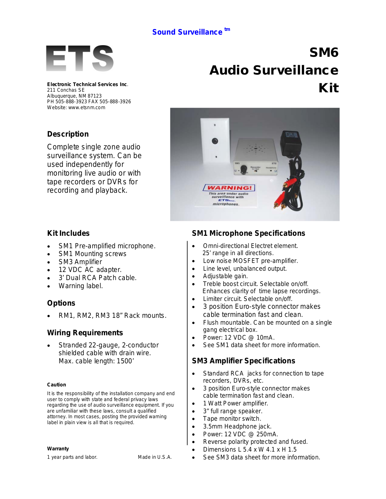 ETS SM6-LE2 Specsheet