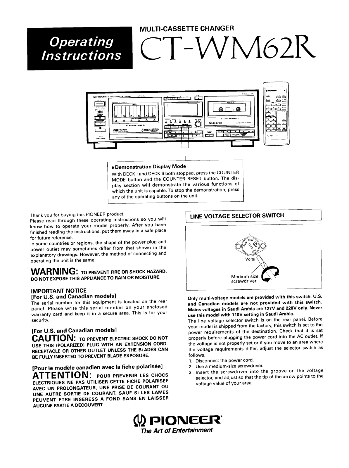 Pioneer CTWM62R Owner’s Manual