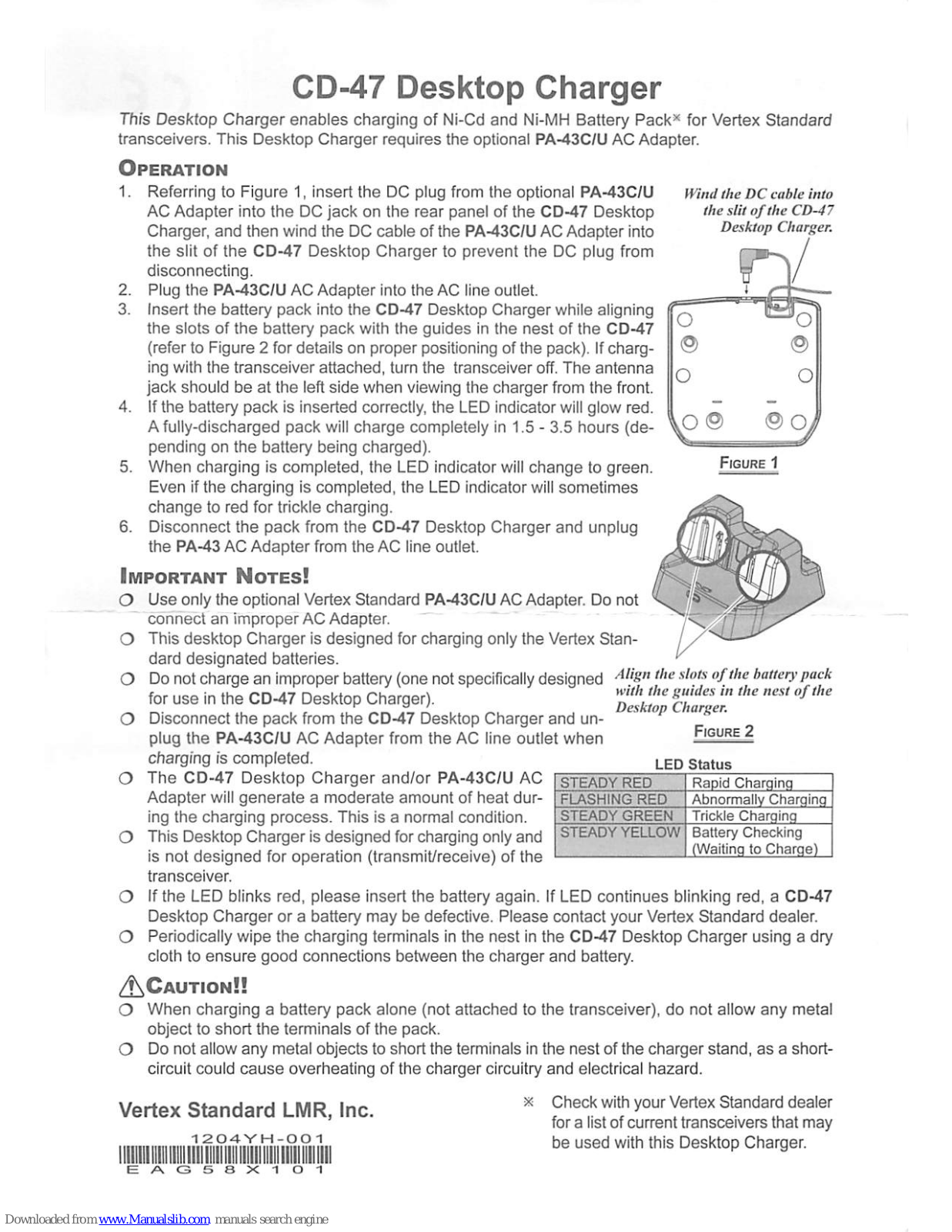 Vertex Standard CD-47 Installation Manual - ManualMachine.com