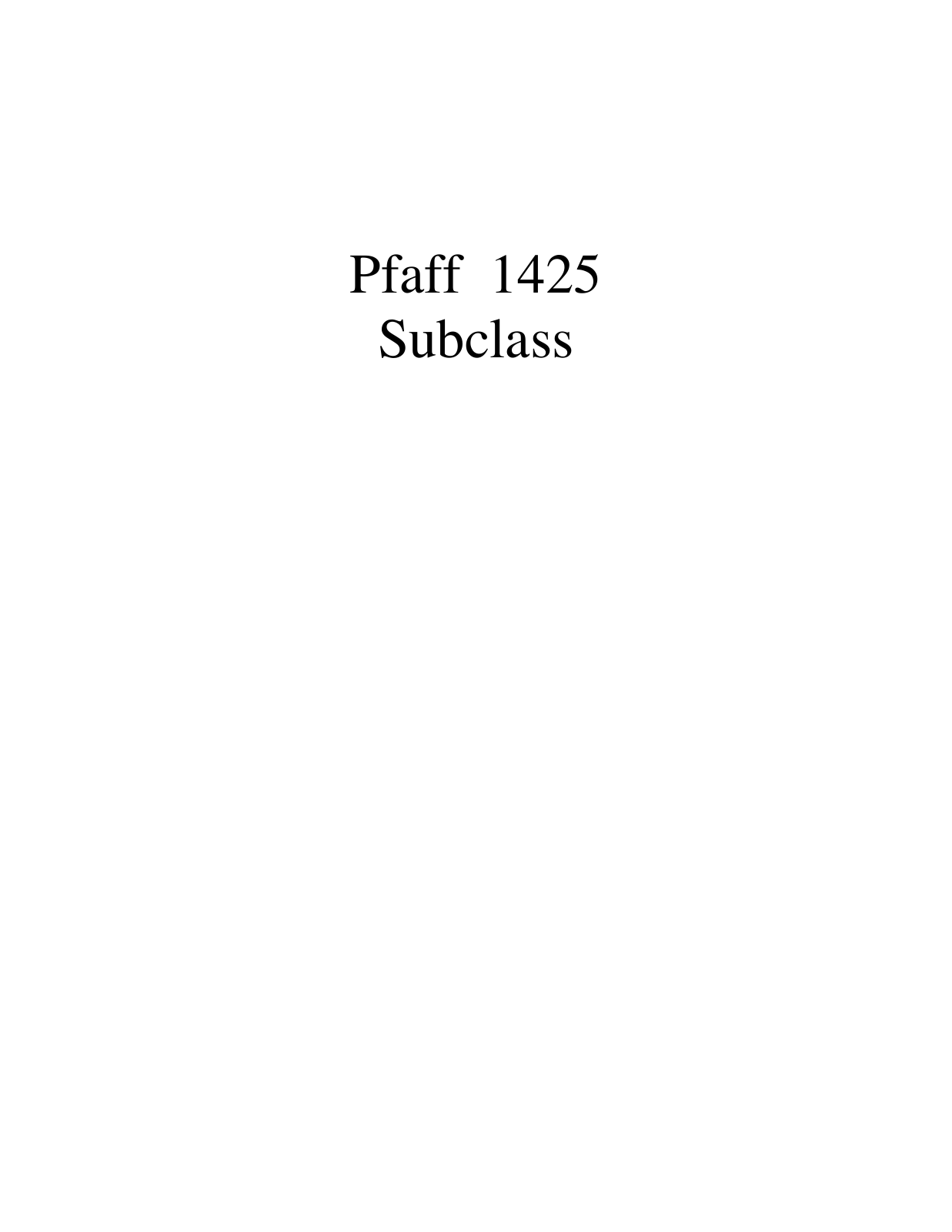 PFAFF 1425 Parts List