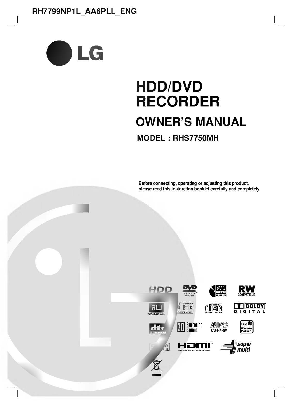 LG RH7799NP1L User manual