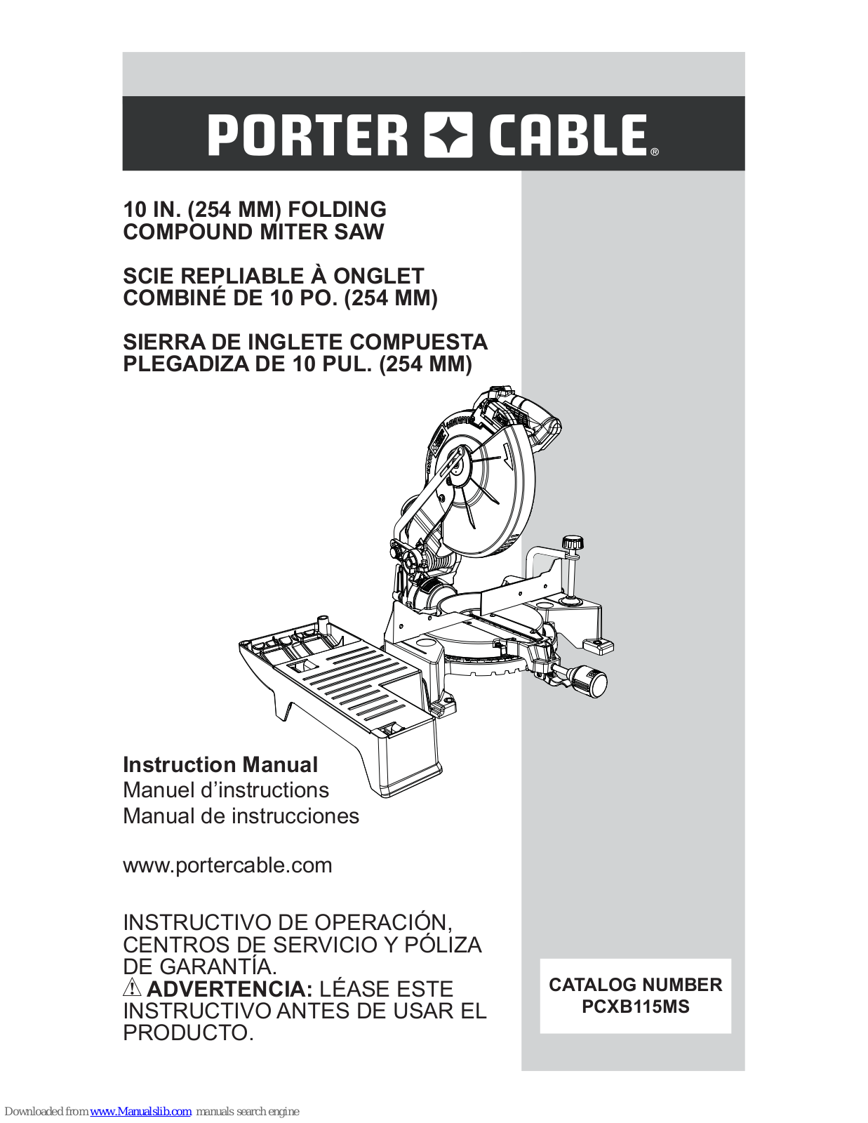 Porter-Cable PCXB115MS Instruction Manual