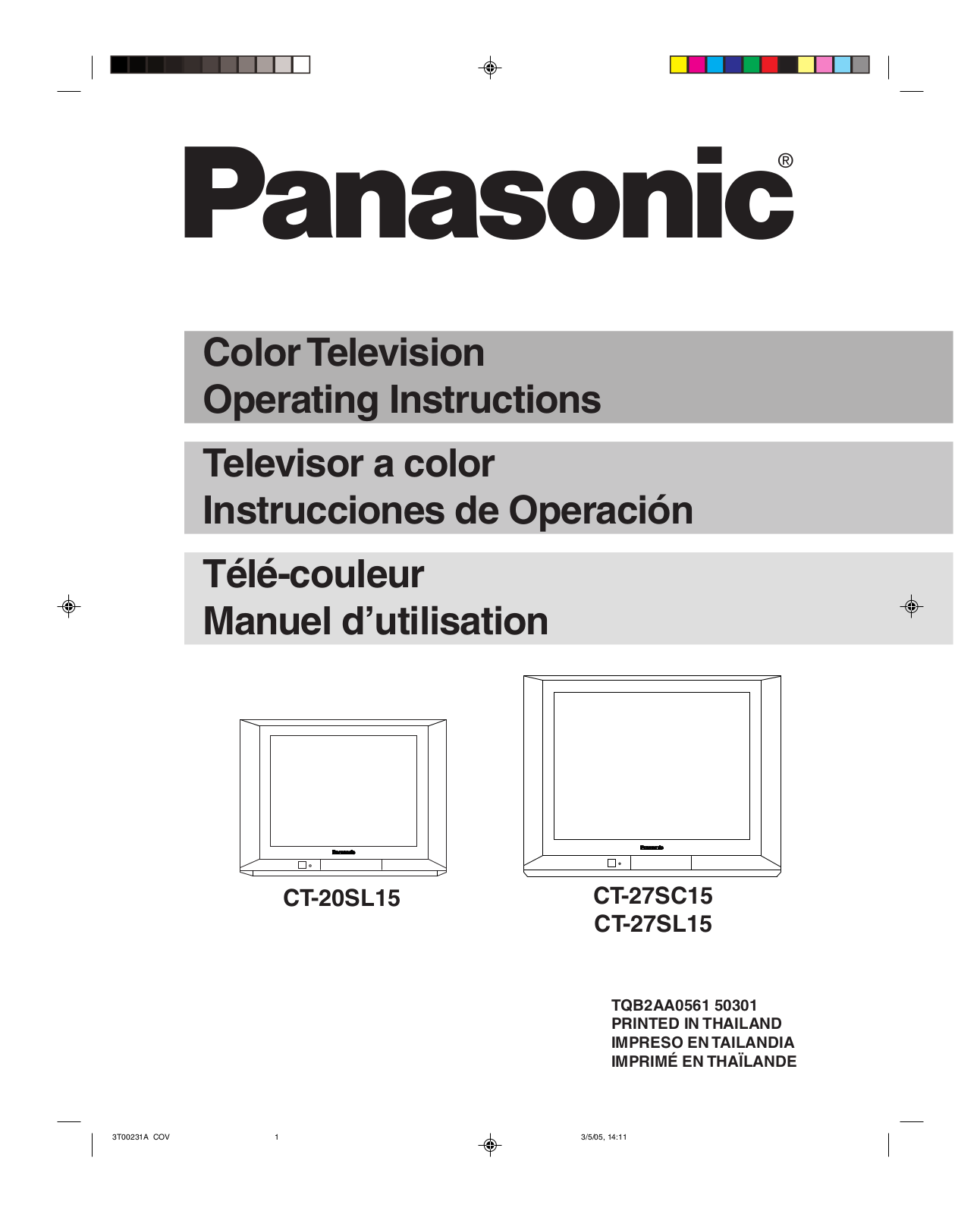 Panasonic CT-27SC15, CT 27SL15, CT 20SL15 User Manual