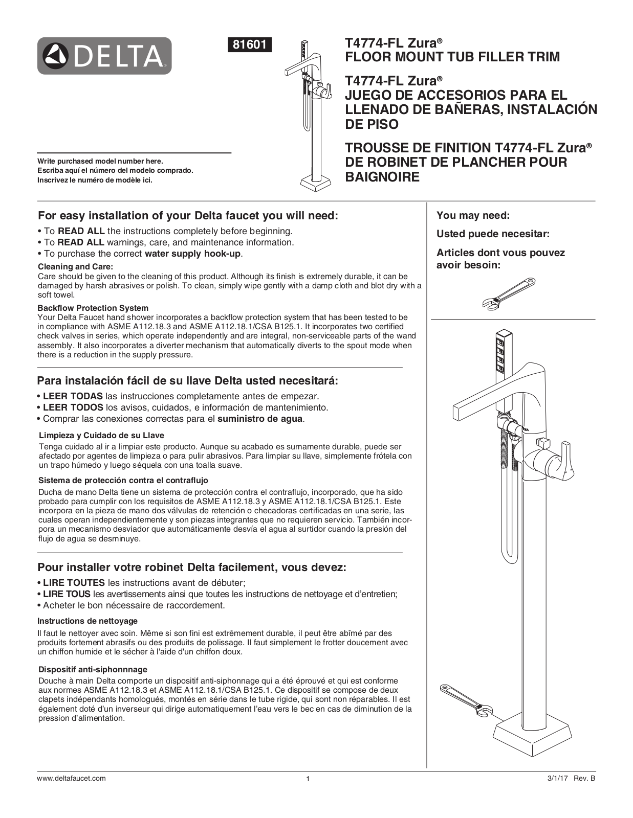 Delta T4774-FL Zura User Manual