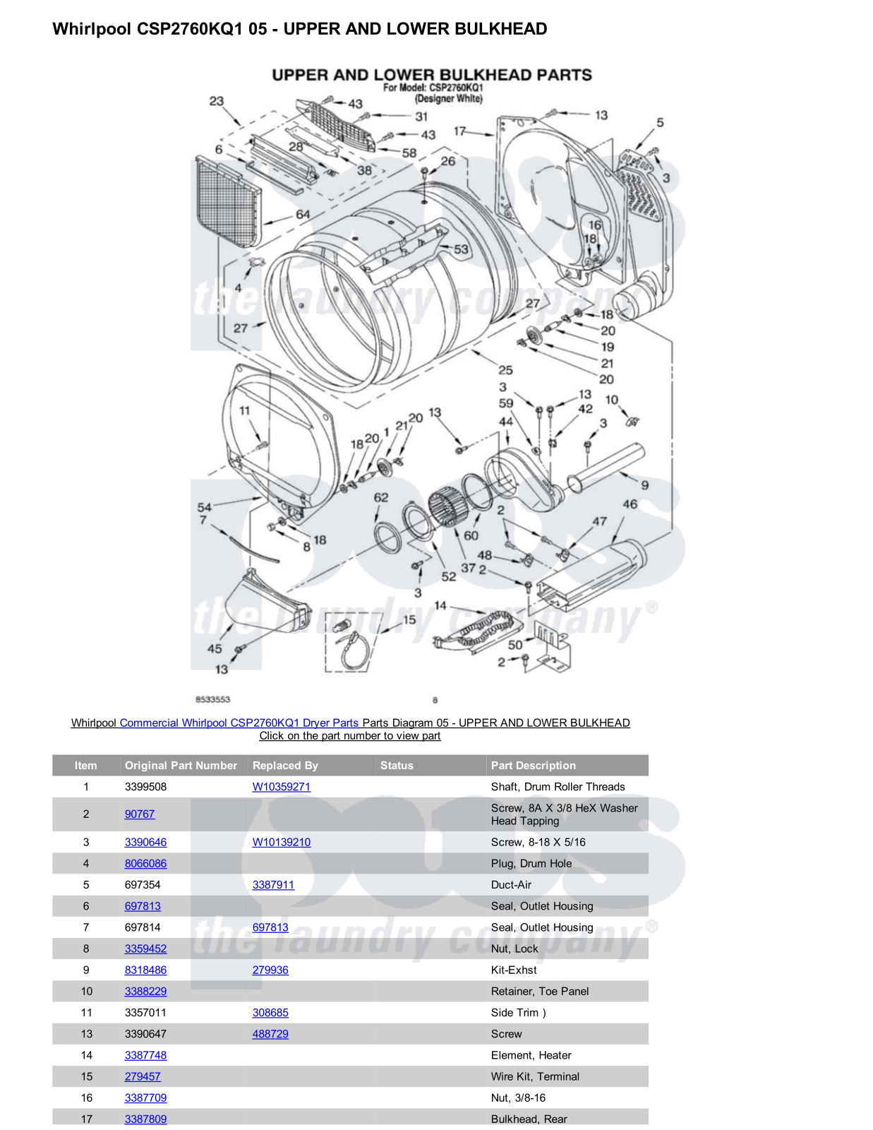 Whirlpool CSP2760KQ1 Parts Diagram