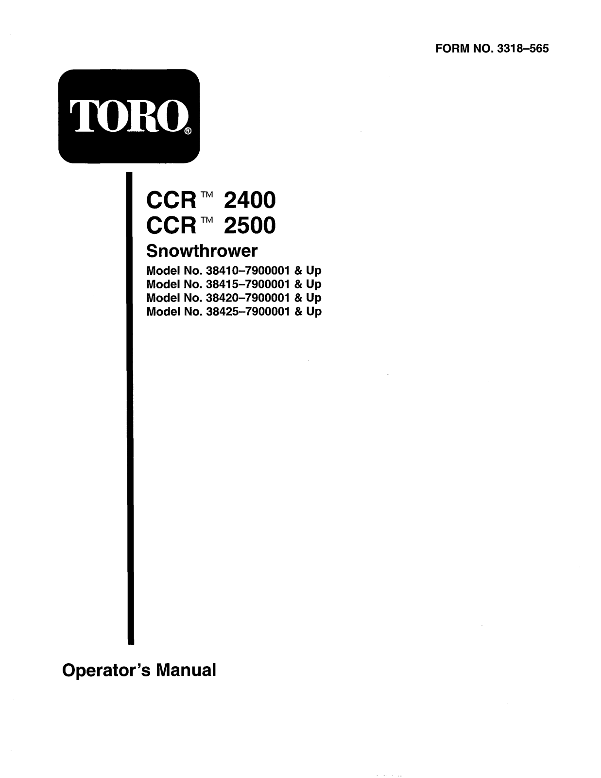 Toro 38410, 38415, 38420, 38425 Operator's Manual