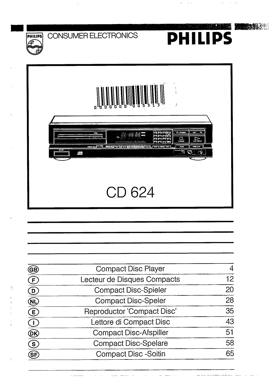 Philips CD624/00B, CD624 User Manual