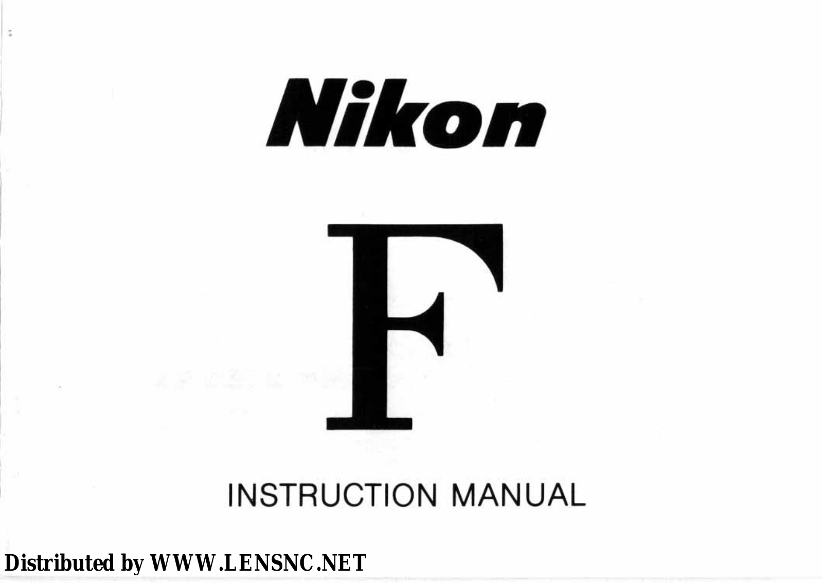 Nikon F Instruction Manual