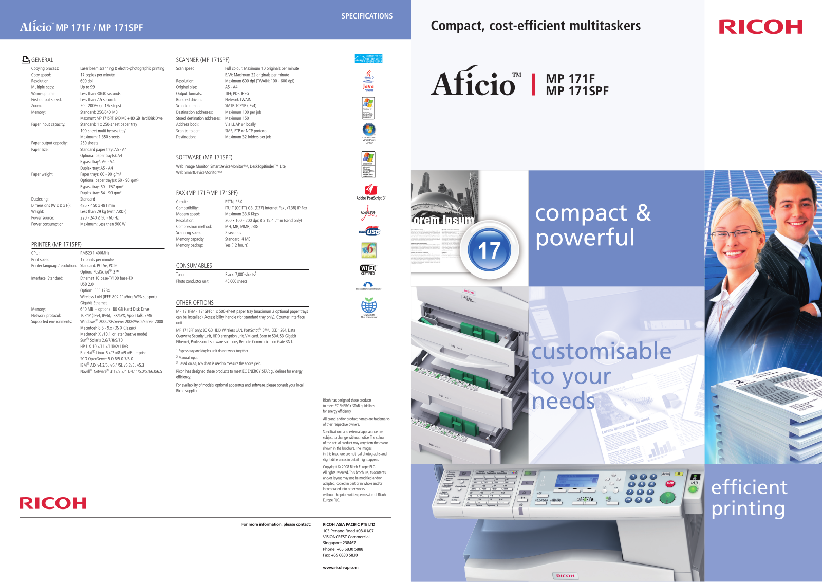 Ricoh AFICIO MP 171F, AFICIO MP 171SPF User Manual