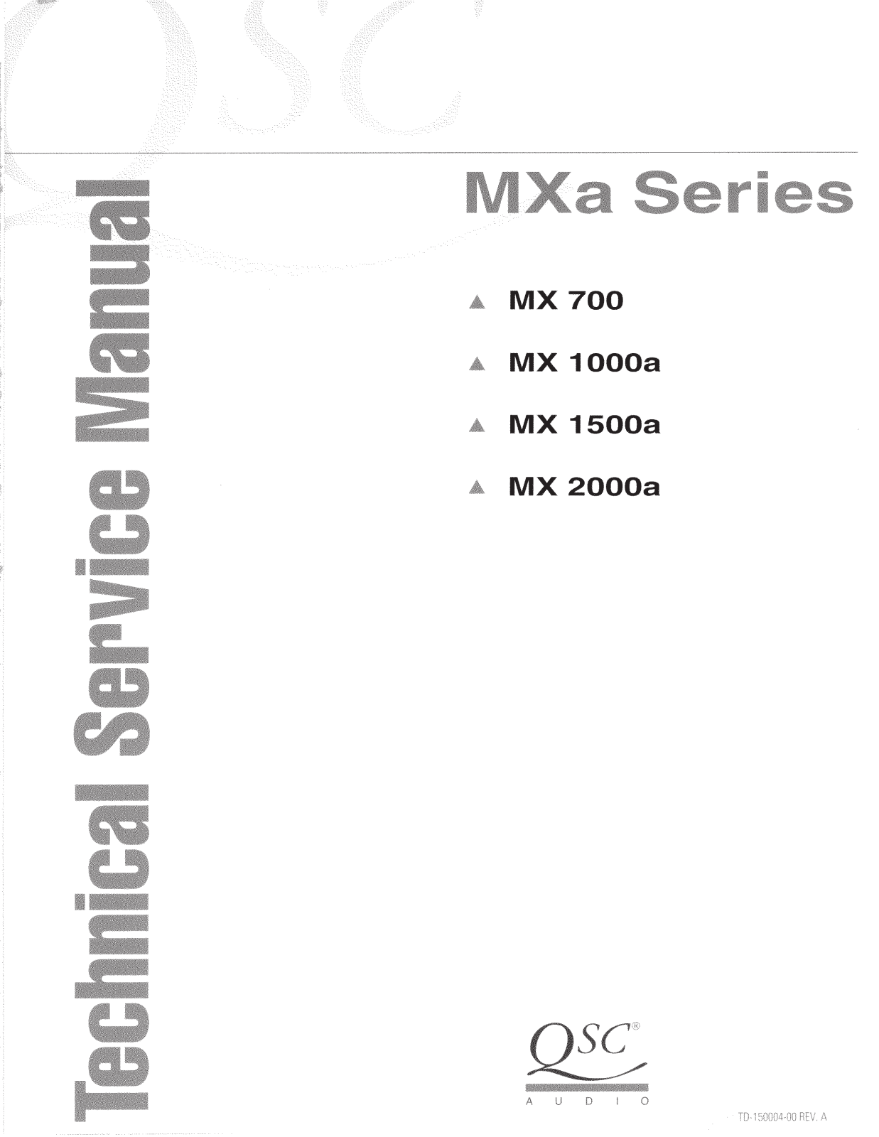 QSC Audio MX 2000a, MX 1500a, MX 1000a, MX 700 Service Manual