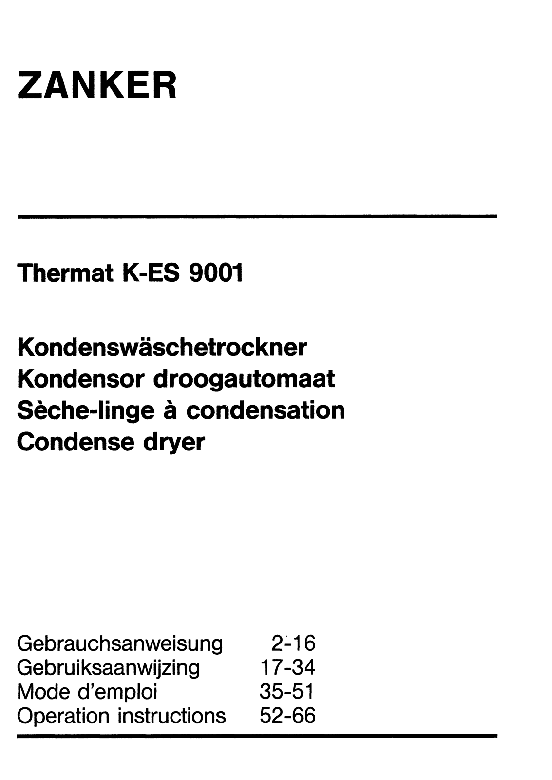 Zanker Thermat k-ES 9001 User Manual