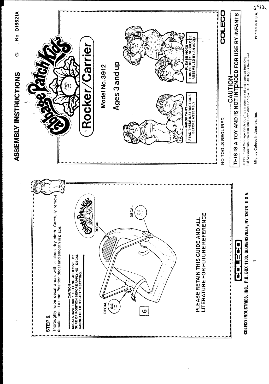 HASBRO Cabbage Patch Kids Rocker-Carrier User Manual