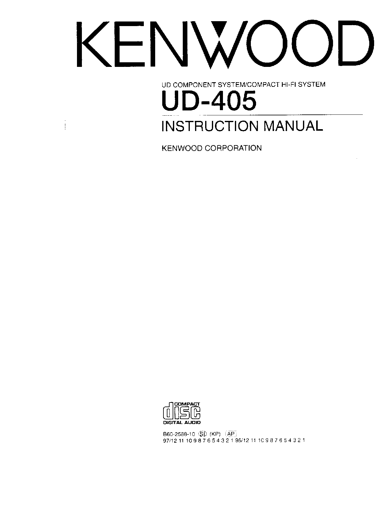 Kenwood UD-405 User Manual