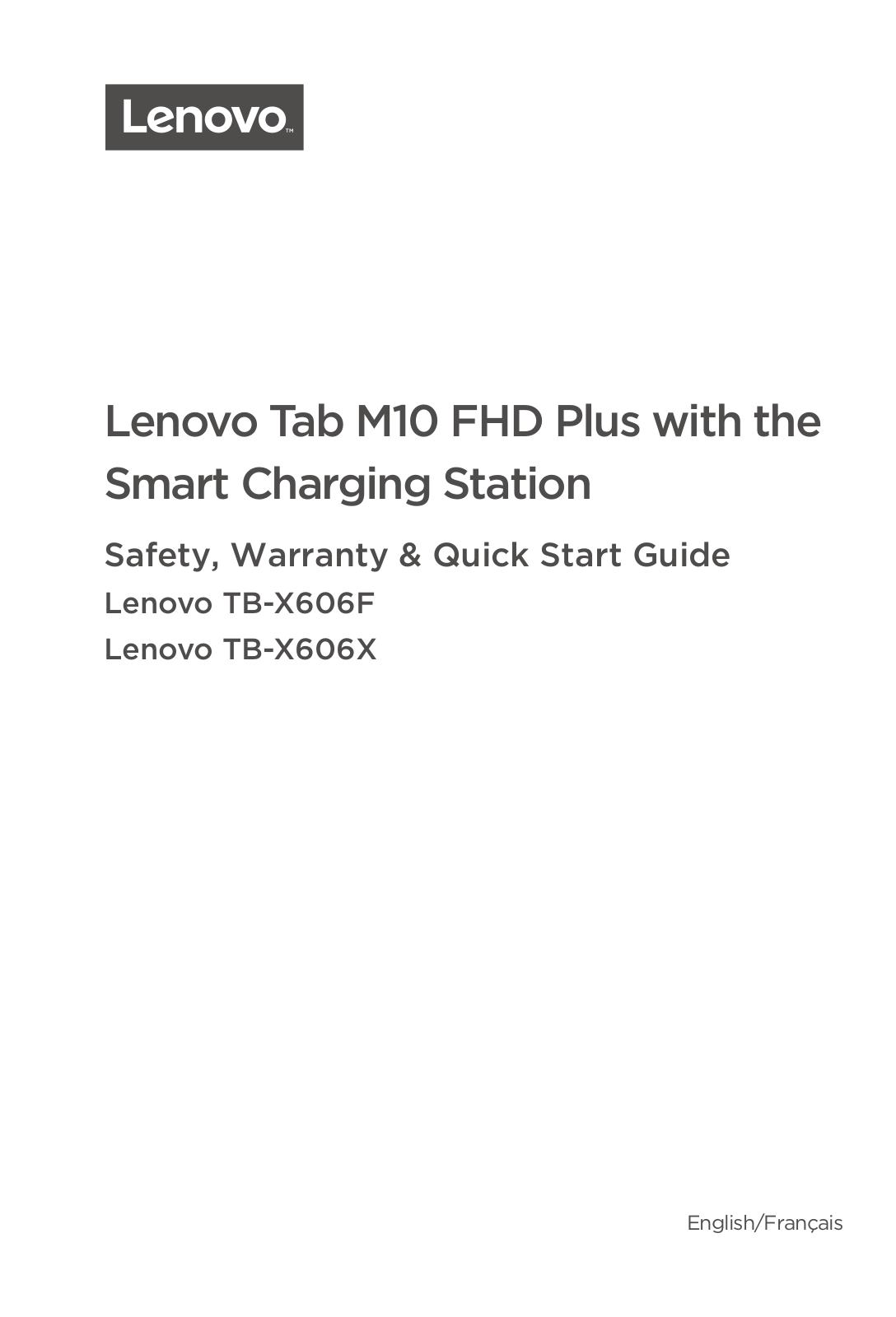 Lenovo Tab M10 FHD Plus with the Smart Charging Station Safety, Warranty & Quick Start Guide