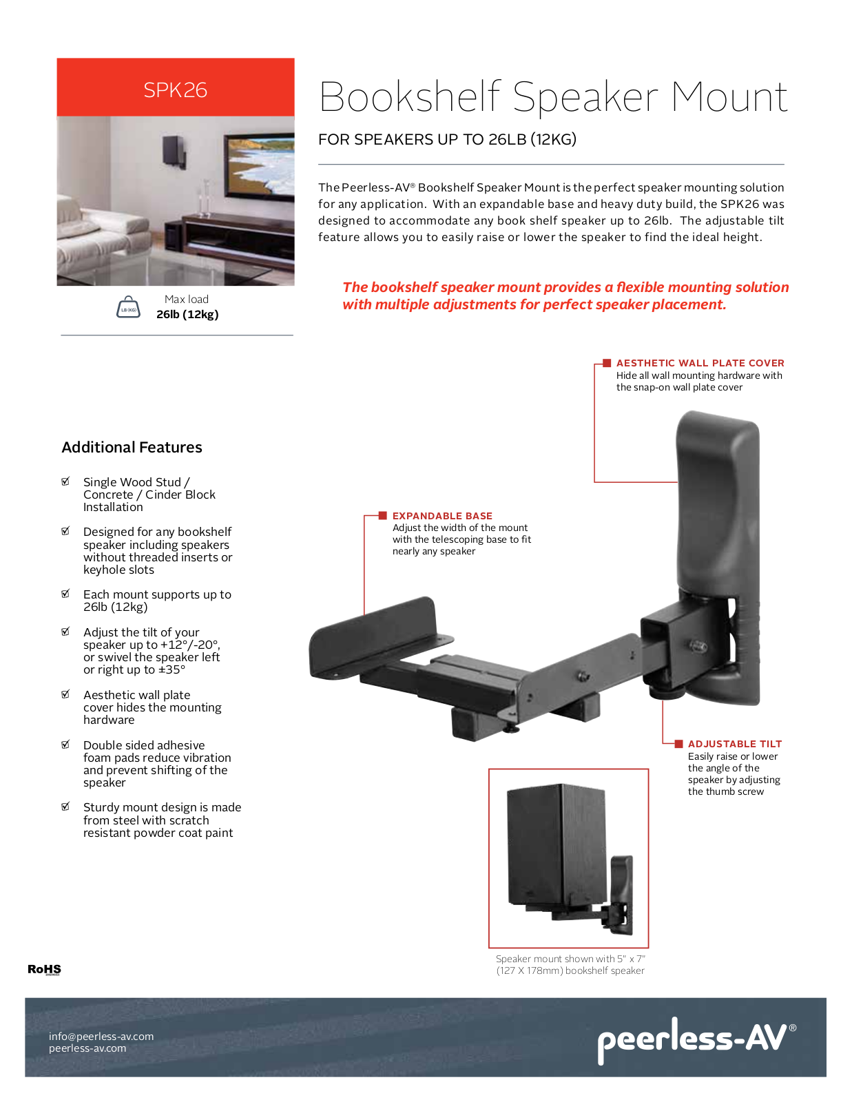 Peerless-AV SPK26 Specsheet