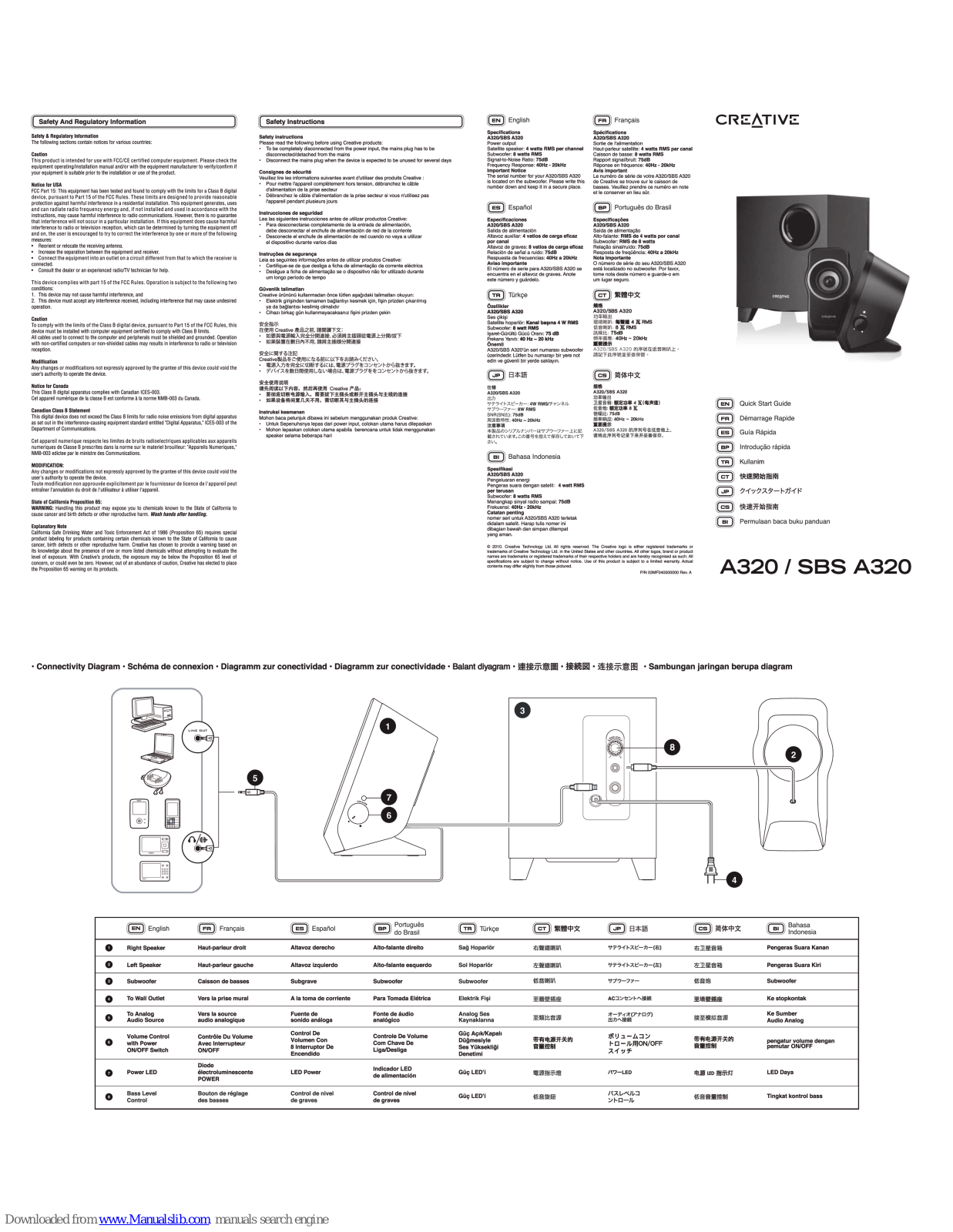 Creative A 320, SBS A 320 Quick Start Manual