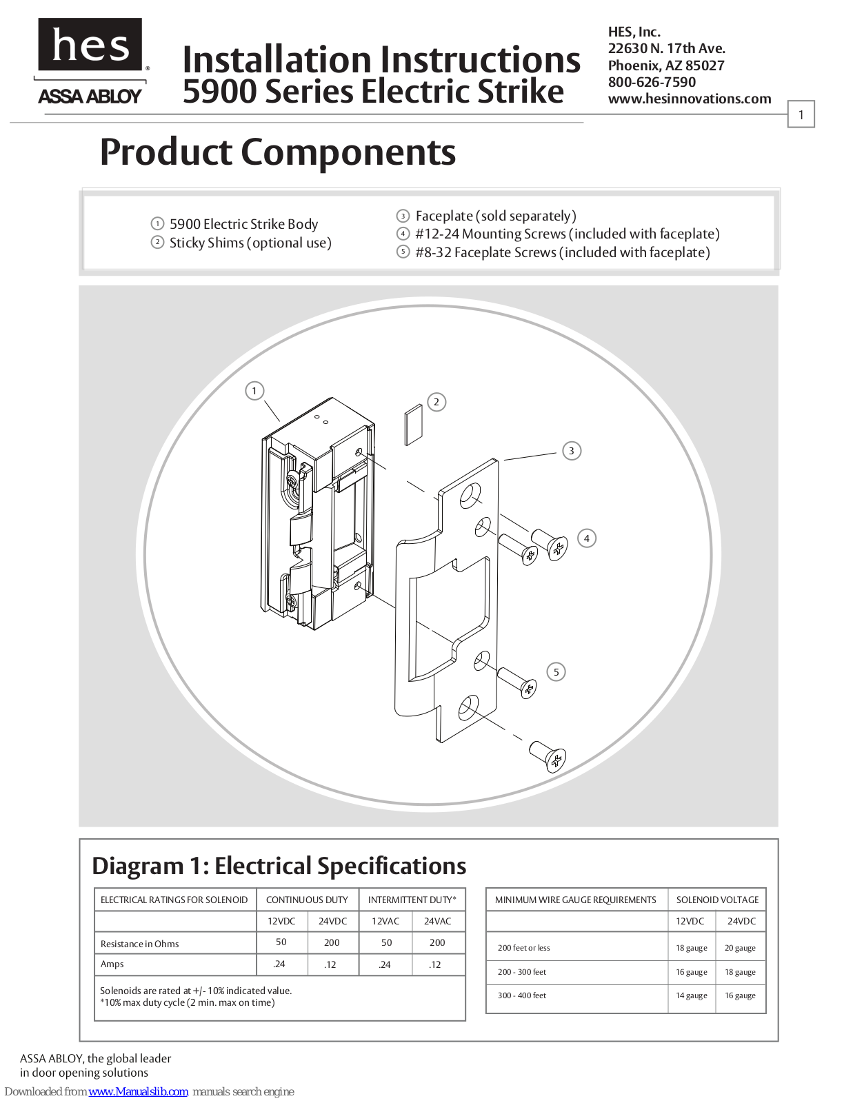 HES 5900 Installation Instructions Manual