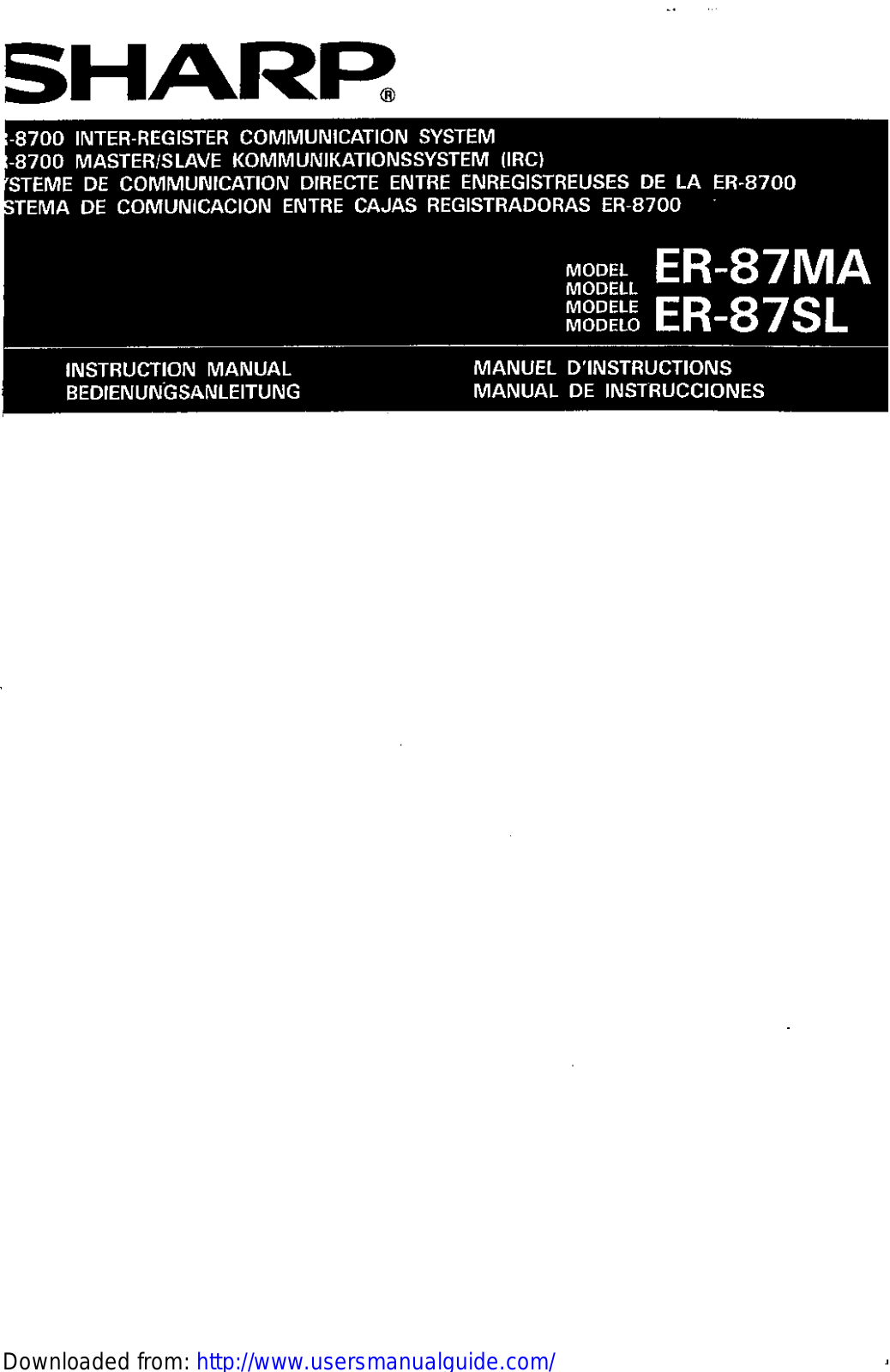 SHARP ER-87MA/SL User Manual