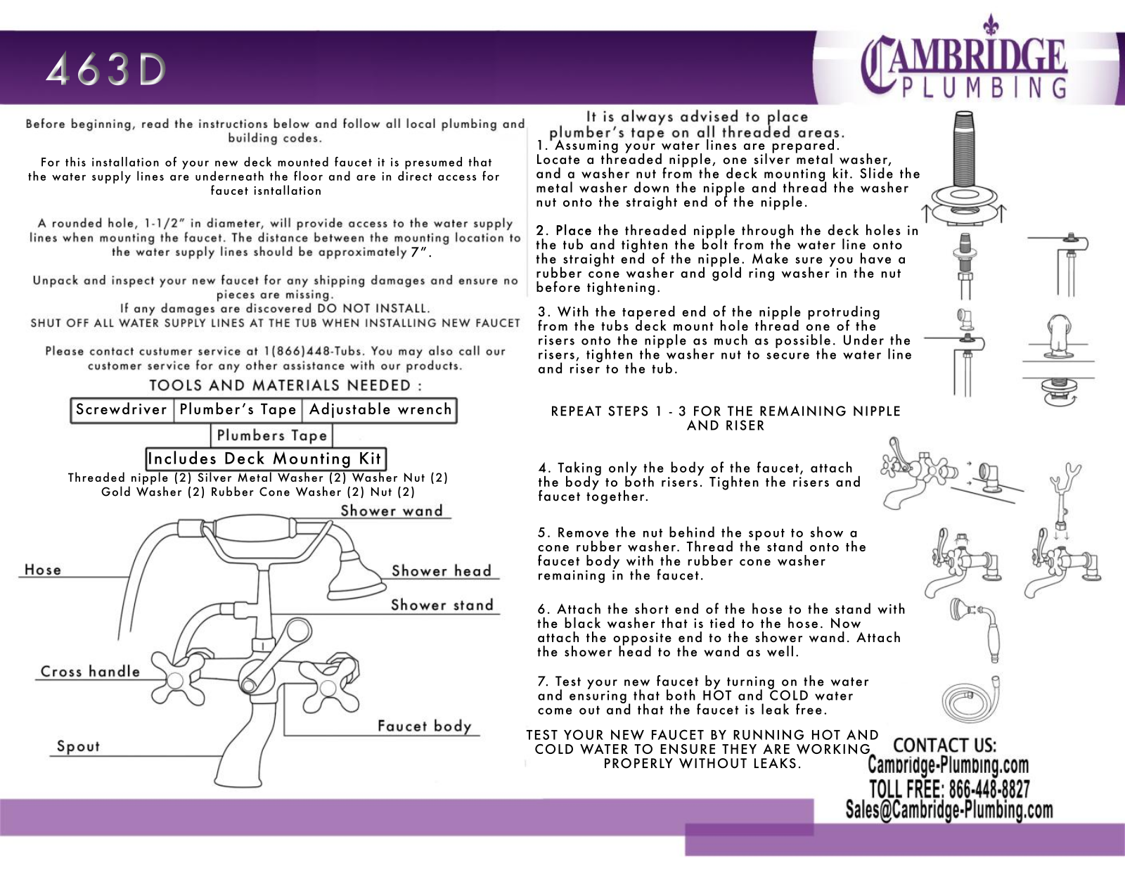 Cambridge CAM463D6PKGORB, CAM463D6PKGCP, CAM463D6PKGBN, CAM463D2PKGORB, CAM463D2PKGCP User Manual - ManualMachine.com
