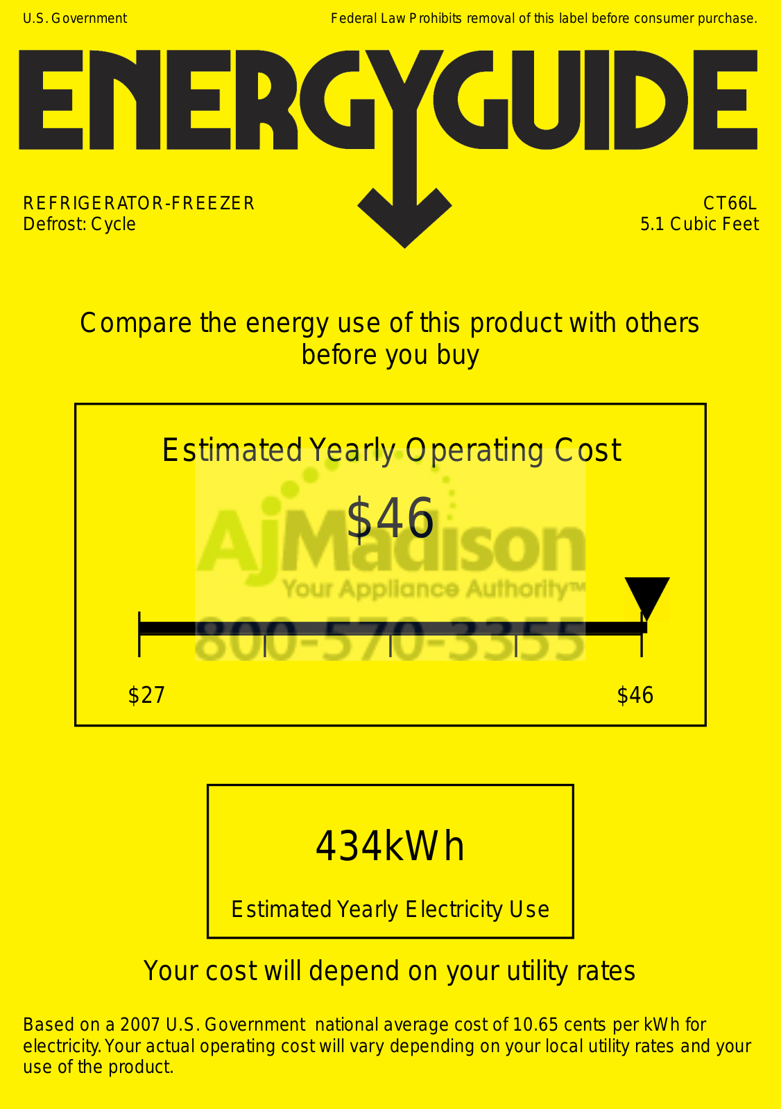 AccuCold CT66LSSHV Energy manual