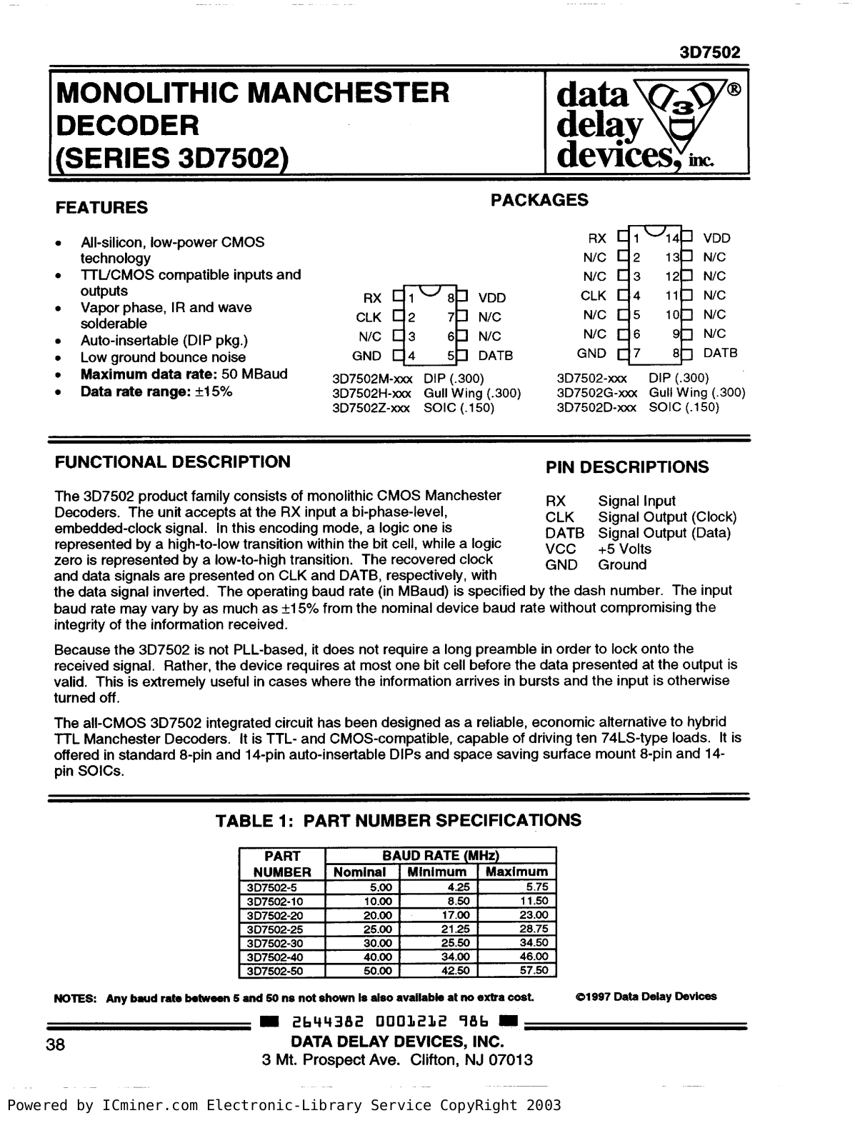 data delay devices 3D7502 Service Manual