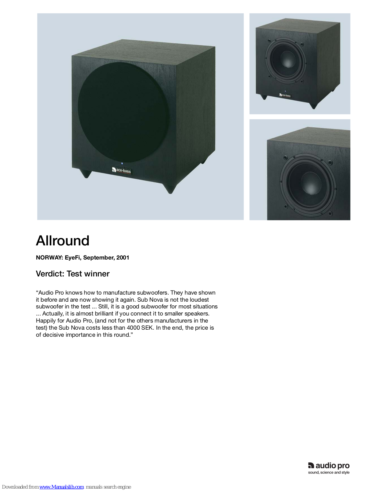 Audio Pro Nova Datasheet - ManualMachine.com