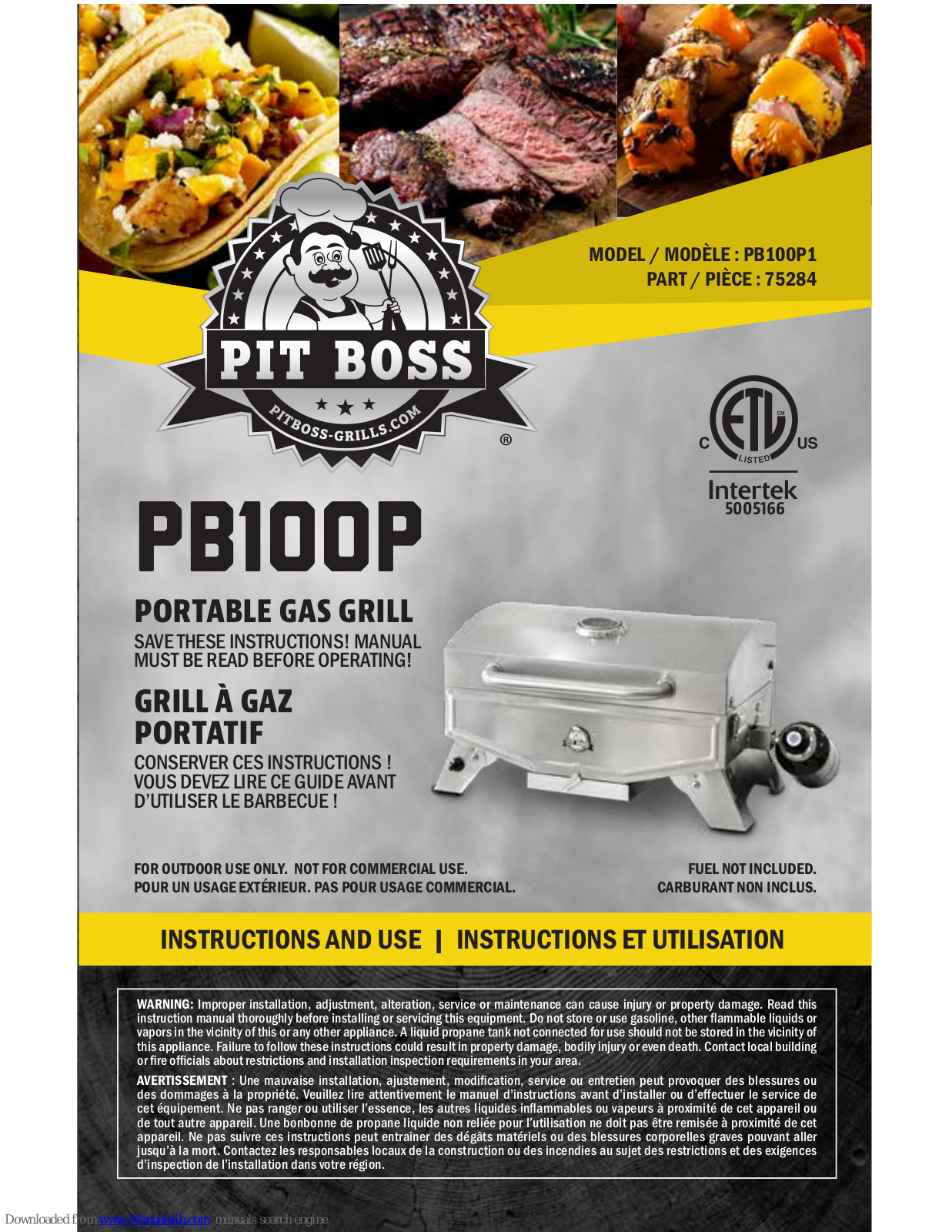 Pit Boss PB100P, PB100P1, 75284 Instructions And User Manual