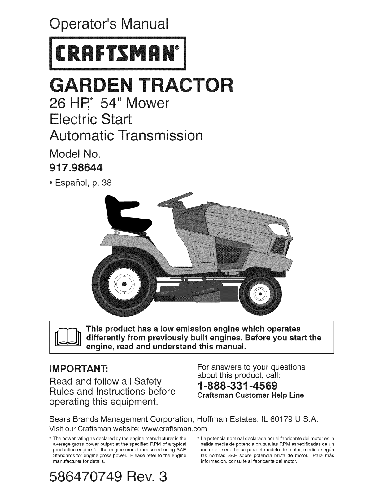 Craftsman 917986440 Owner’s Manual