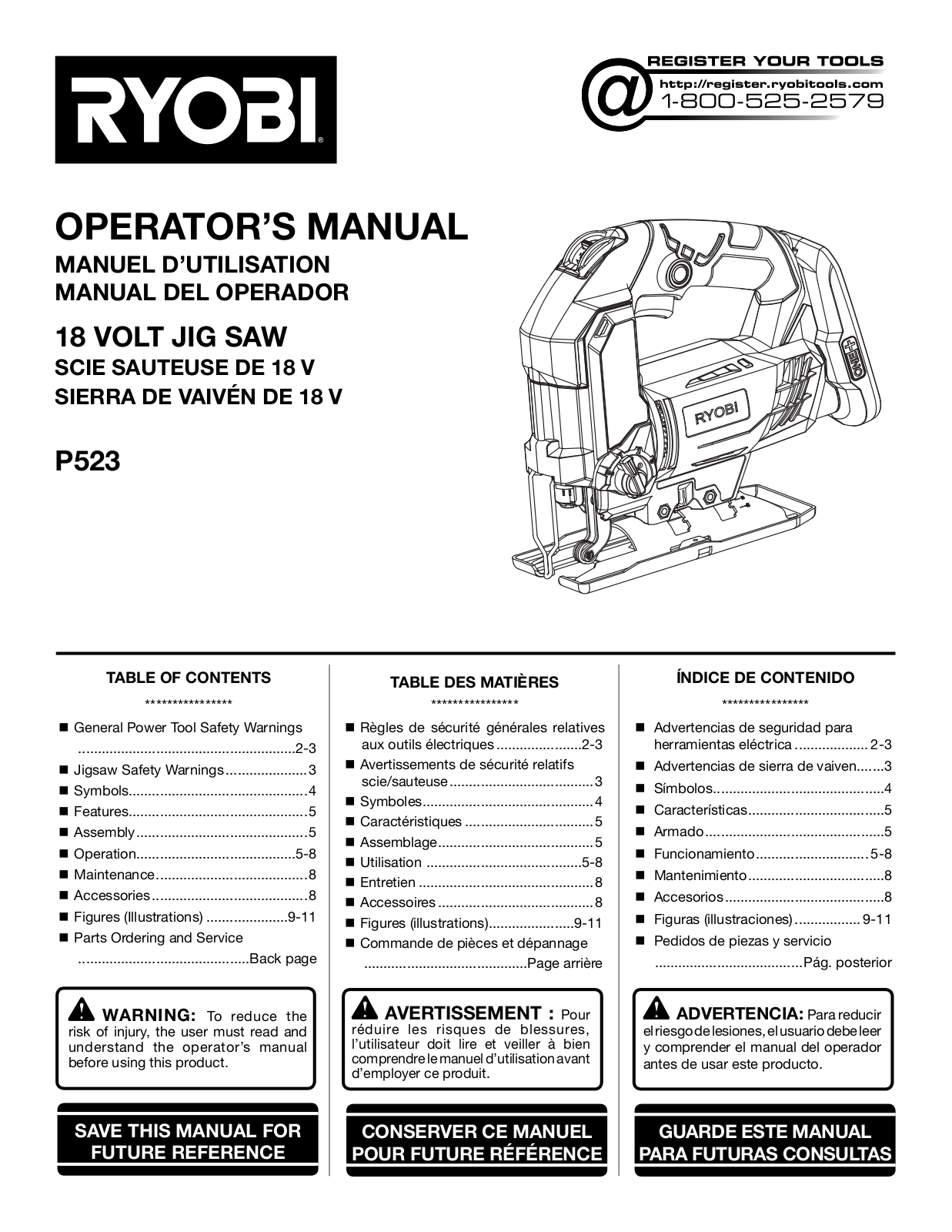 Ryobi P523 User Manual