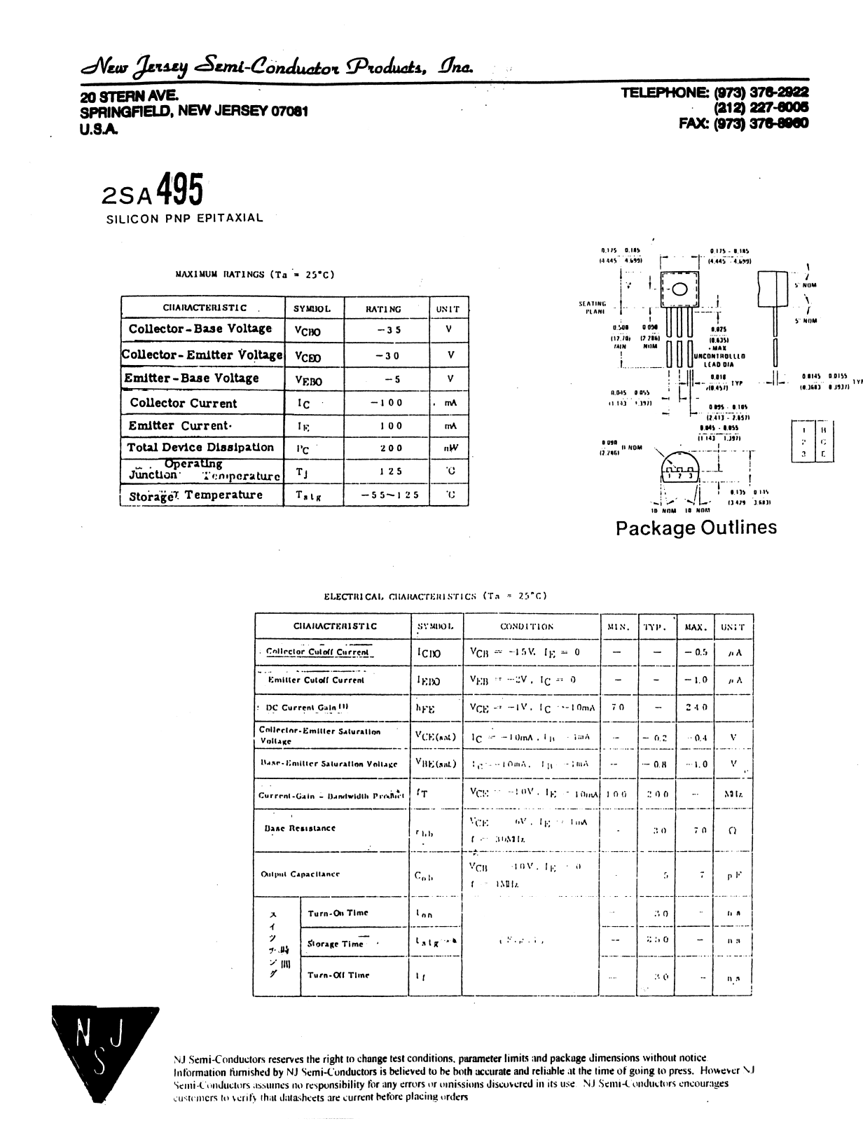 Datasheet 2SA495 Specification - ManualMachine.com