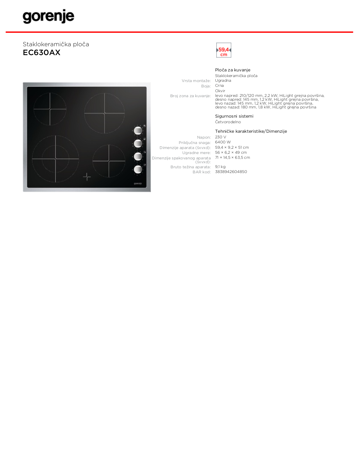 Gorenje EC630AX BROCHURE