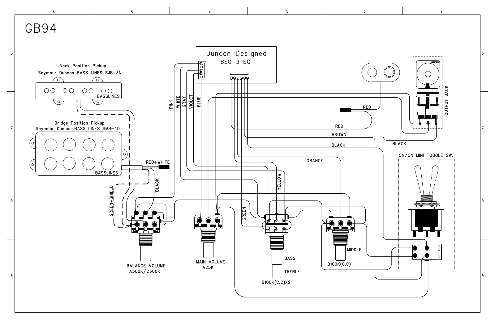 Cort GB94 Wiring Diagram