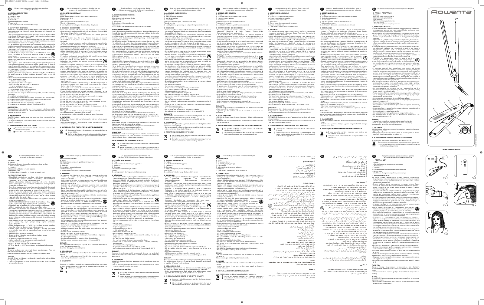 Rowenta SF3012F4 Operating Instructions