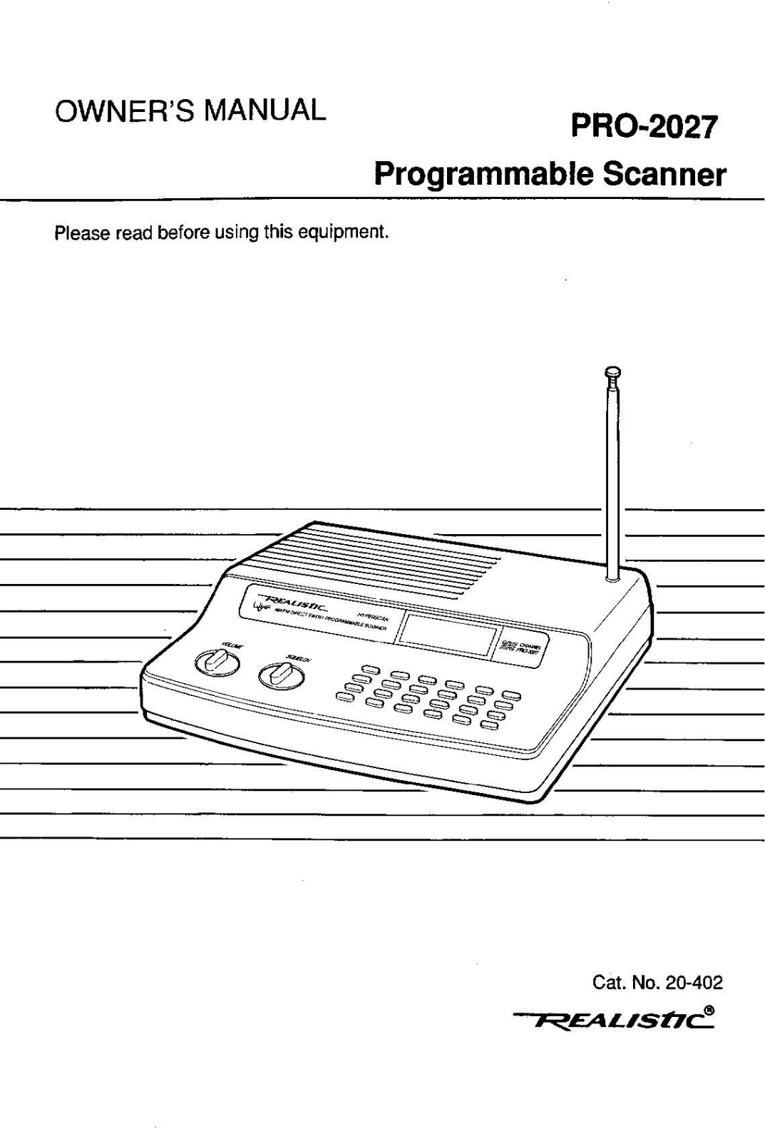 RadioShack PRO-2027 Owner Manual