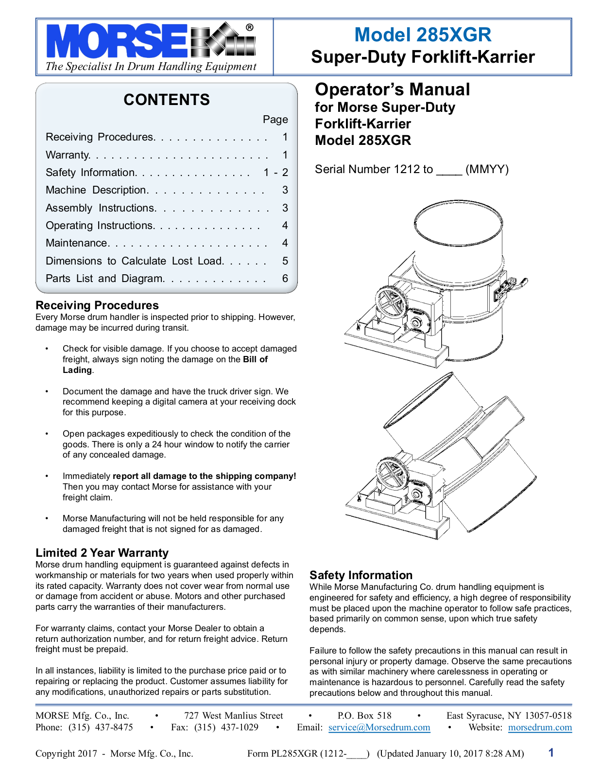 Morse 285XGR User Manual - ManualMachine.com