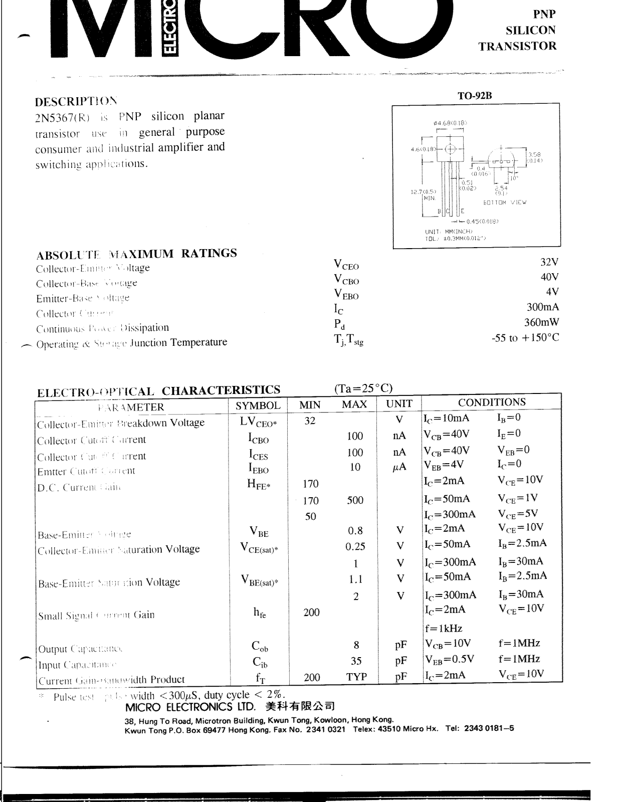 ME 2N5367 Datasheet