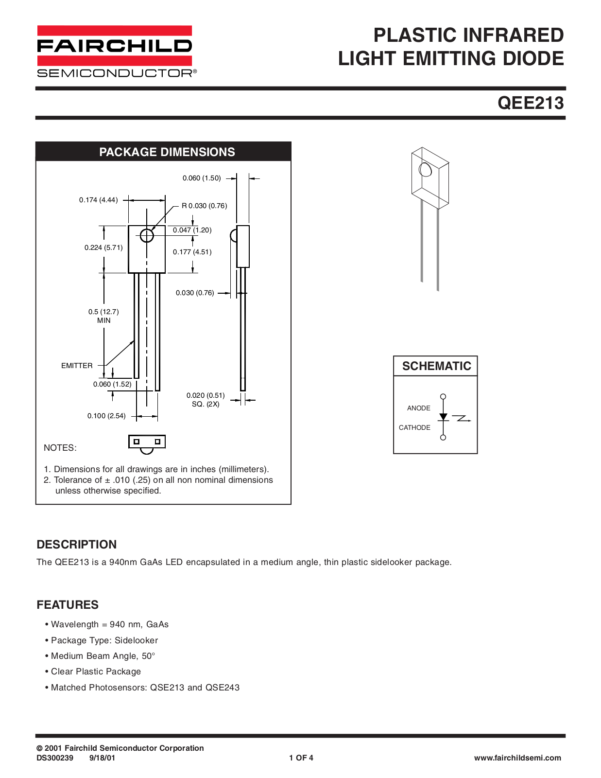 Fairchild Semiconductor QEE213 Datasheet