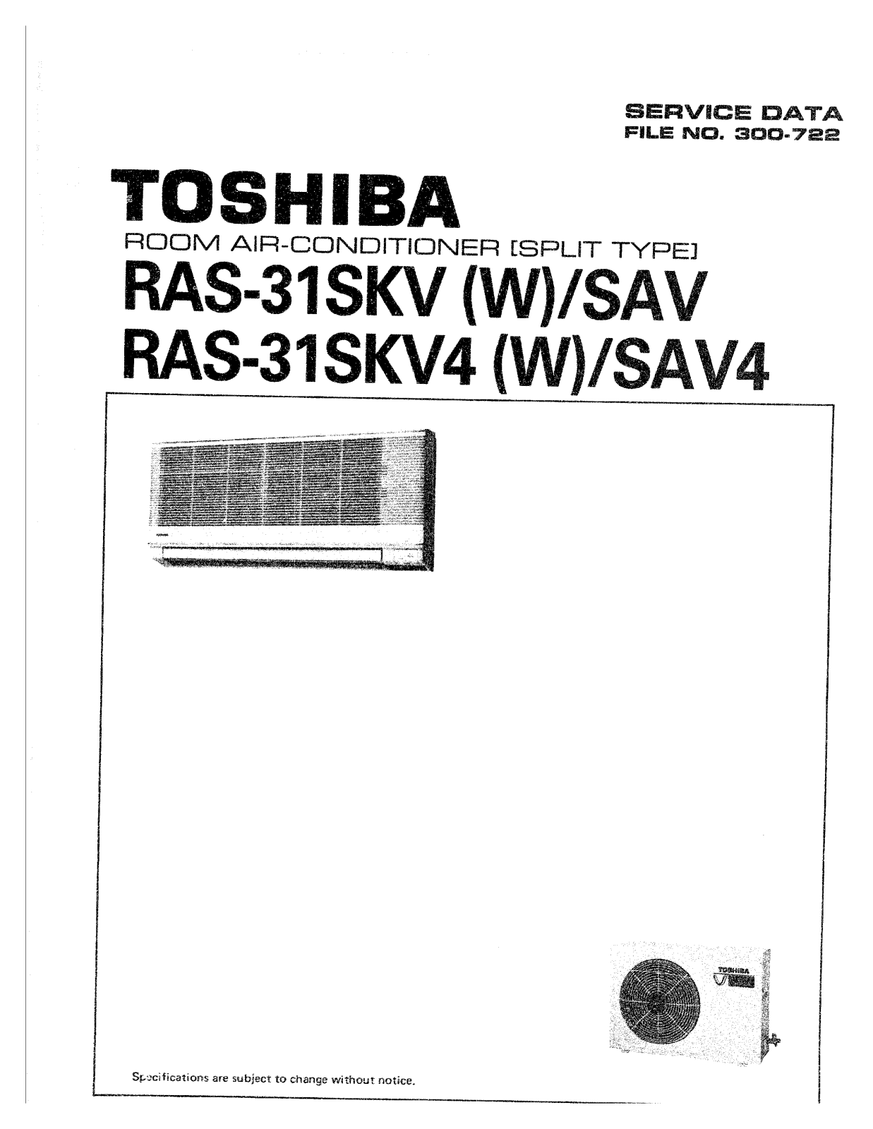 Toshiba RAS-31SAV4 SERVICE MANUAL