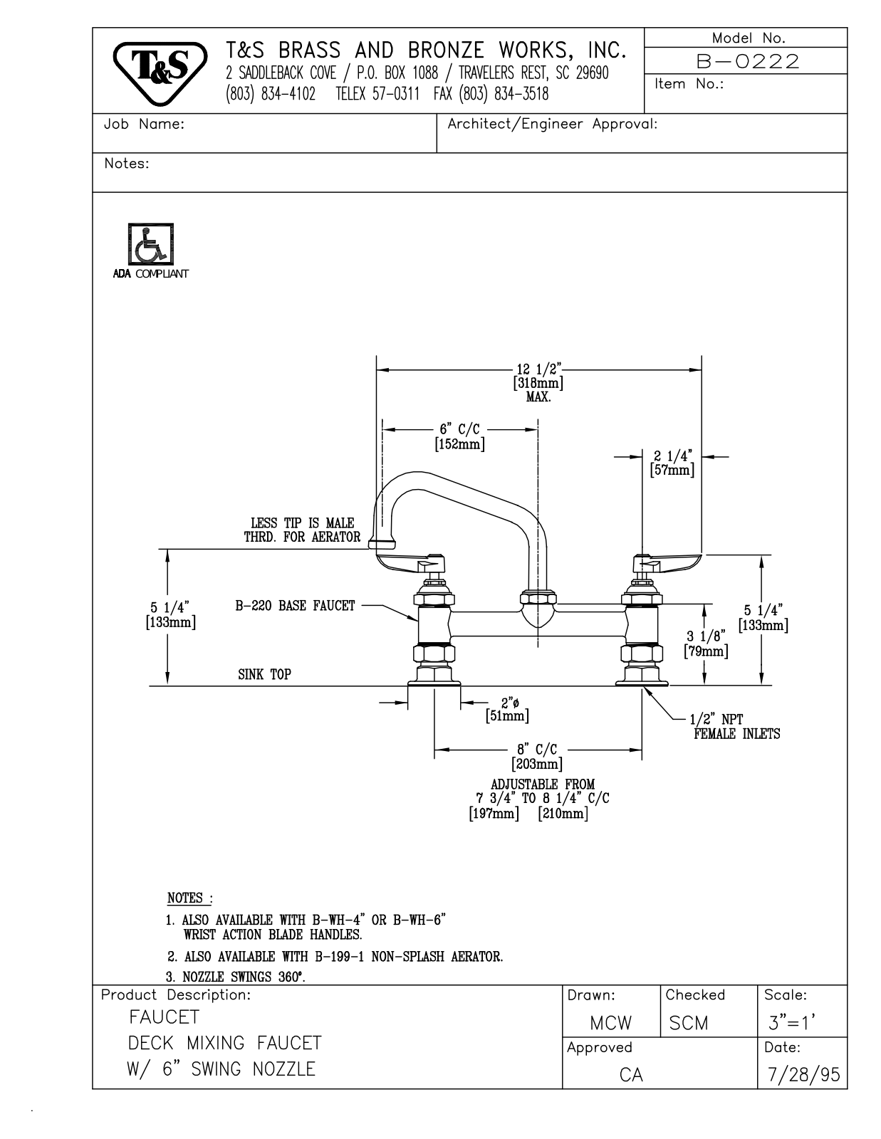 T & S Brass & Bronze Works B-0222 General Manual