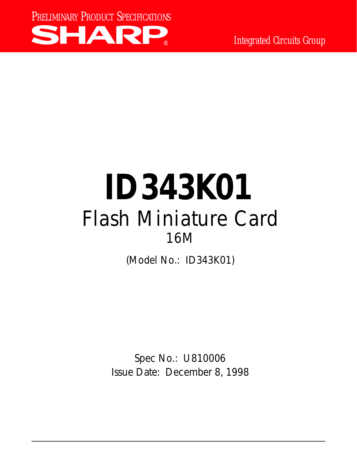 Sharp ID343K01 Datasheet